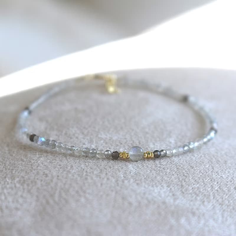 手鍊 茶晶 拉長石 天然石 - 氛圍 -