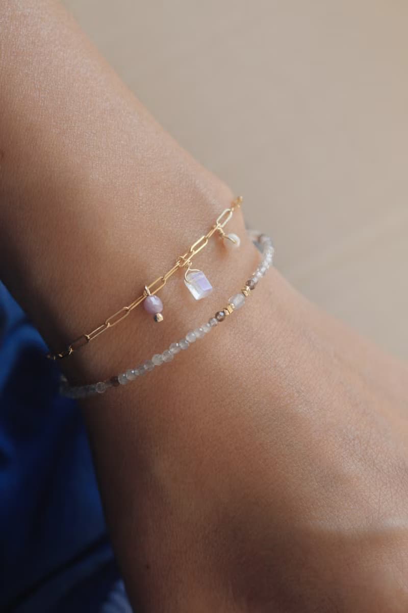 手鍊 茶晶 拉長石 天然石 - 氛圍 -