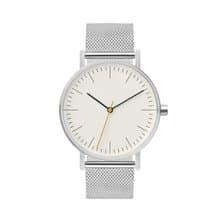 BIJOUONE彼樹灣 B001系列 銀色表殼 淡黃表盤 不鏽鋼表帶防水手錶