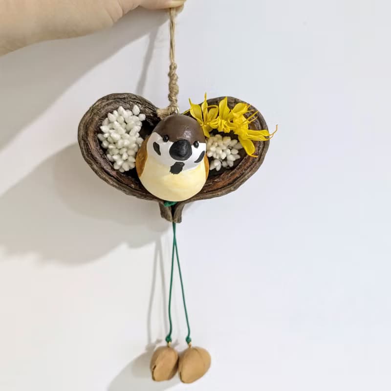 雀躍心喜 Seed Door Ornament 麻雀 蘋婆 心型 手工吊飾