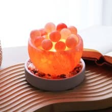 小湯圓 鹽燈 I 清水模 招財進寶底座(含七彩石) I 圓圓滿滿