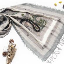 喀什米爾Cashmere/水煮羊毛披肩/針織圍巾/刺繡圍巾/羊絨披巾-花