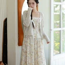 浪漫主義 / 溫柔小毛衣 / 細膩亞麻碎花背心 / 蓬蓬花苞半身裙