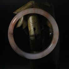 桃花釀金絲玉手鐲天然粉色手環禮盒裝