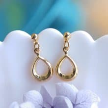 Vintage Jewelry 西洋古董飾品 金色調 小巧水滴狀 針式耳環