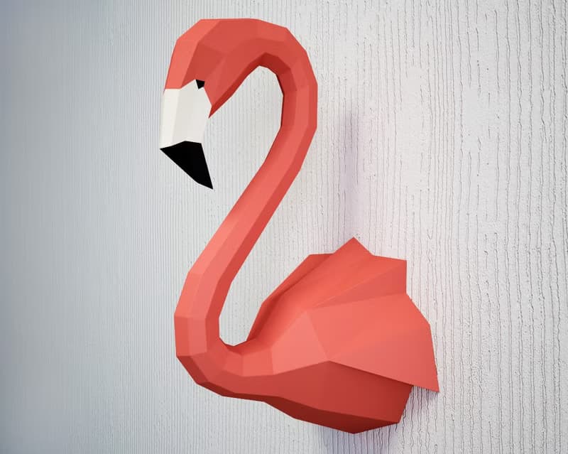 【數位】Papercraft Flamingo, 3D Paper Craft sculpture, animal trophy (Digital Template)