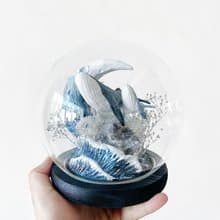 母子鯨夜光玻璃盅