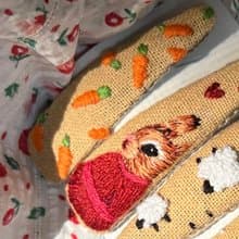 Hair clips embroidery the rabbit