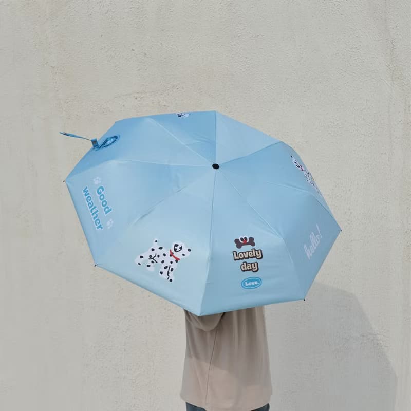 藍色斑點狗可愛晴雨傘全自動手動遮陽傘