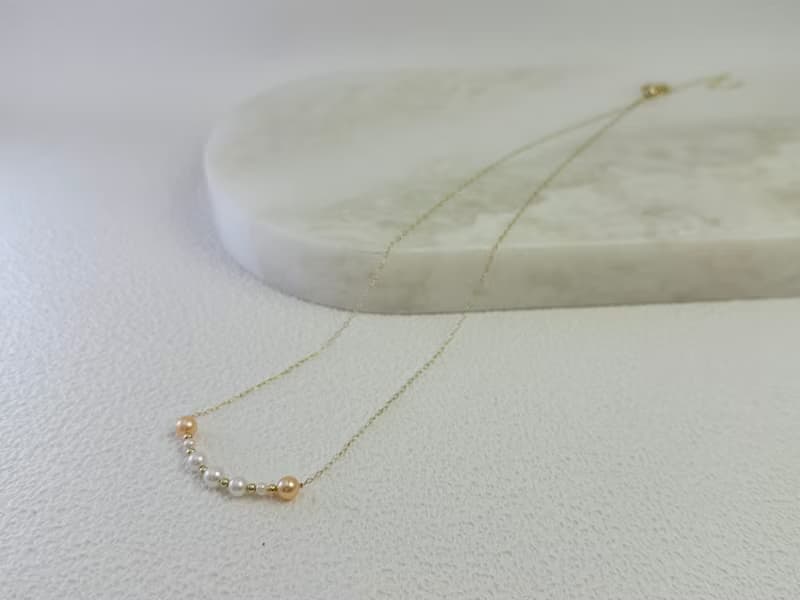 項鍊 天然淡水正圓珍珠14KGF微笑項鍊 獨立原創 簡約設計