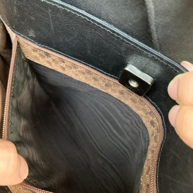 意大利中古GUCCI黑色羊仔皮水餃型單肩手袋包包 高級二手古著珠寶