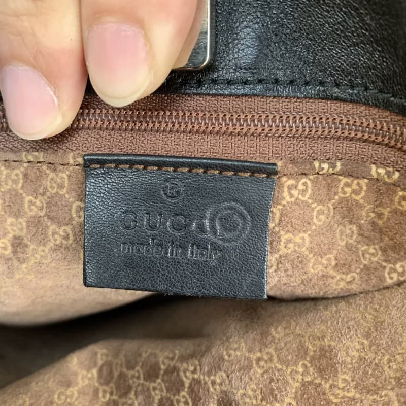 意大利中古GUCCI黑色羊仔皮水餃型單肩手袋包包 高級二手古著珠寶