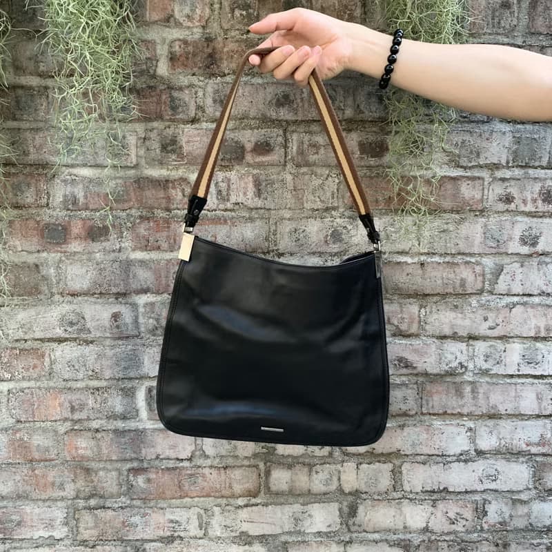 意大利中古GUCCI黑色羊仔皮水餃型單肩手袋包包 高級二手古著珠寶