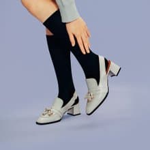 Samantha 跳色方跟流蘇樂福穆勒鞋-三色