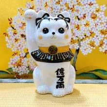 【瑞白盈両】日本清水燒招財貓 | 花結晶白 - 白体花億万両