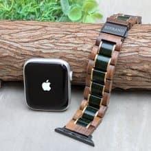 【木製バンド】EINBAND AppleWatch 天然木バンド 20mm グリーンサンドストーン×クルミ