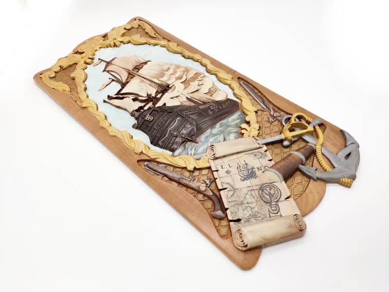 Wooden ship, Sailors gift, Sculpture Craft Wooden,