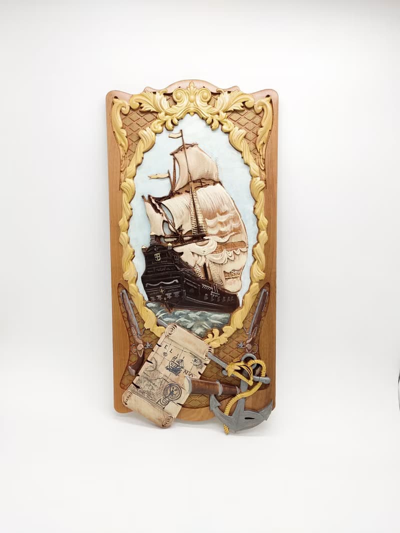 Wooden ship, Sailors gift, Sculpture Craft Wooden,