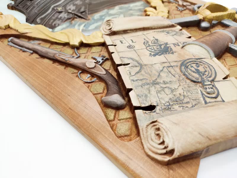 Wooden ship, Sailors gift, Sculpture Craft Wooden,