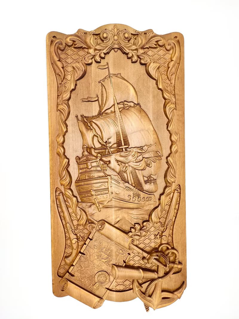 Wooden ship, Sailors gift, Sculpture Craft Wooden,