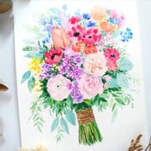 繽紛花束原畫卡片