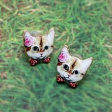 Bowtie Cat Stud Earrings | Minimalist Animal Jewelry