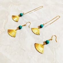 ::民族BOHO系列:: 波西米亞風耳飾 耳線 扇形耳飾 穿線耳環