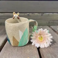 A Lu 快樂小狐狸陶杯/禮物 手作手繪 美國進口陶土 原創僅此一件