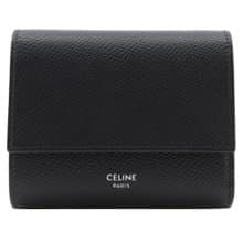 【日本直送】セリーヌ CELINE スモール トリフォールド ウォレット 三つ折り財布 10B573BEL レザー 黒 ユニセックス【中古】