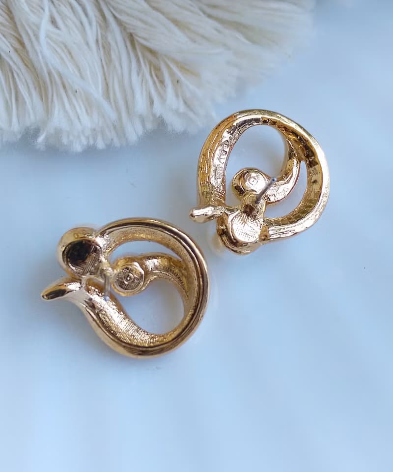 Vintage Jewelry 西洋古董飾品 AVON 優雅 對稱雙珠  針式耳環