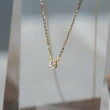 細緻四爪單鑽項鍊 抗過敏鍍金醫療鋼 可配戴洗澡