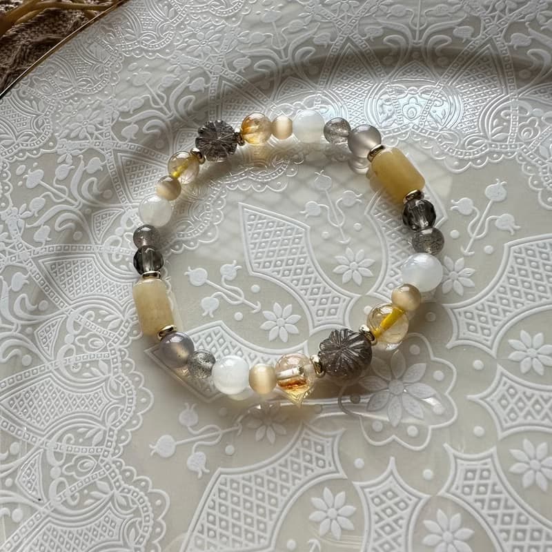 氣質骨幹石花朵彈性手鍊