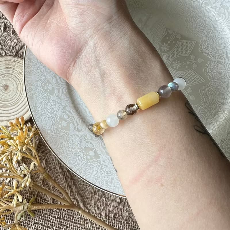 氣質骨幹石花朵彈性手鍊