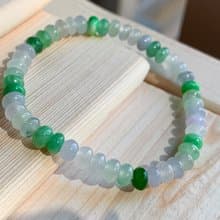 天然緬甸翡翠A玉多寶3彩鼓珠手鏈 能量石