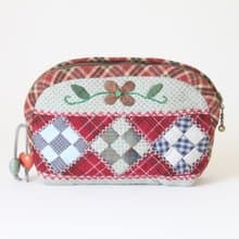 Quilted Cosmetic Bag Made In Japanese Patchwork Style. Zipped Small Organizer.