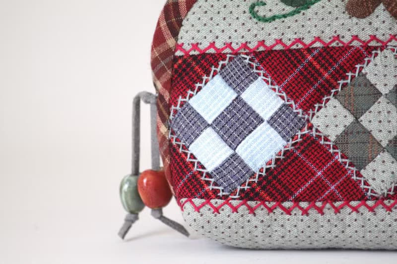 Quilted Cosmetic Bag Made In Japanese Patchwork Style. Zipped Small Organizer.