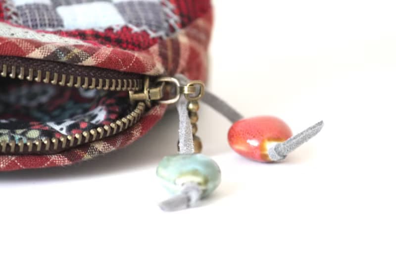 Quilted Cosmetic Bag Made In Japanese Patchwork Style. Zipped Small Organizer.