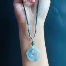 天然緬甸玉翡翠 飄花 子母扣 項鍊 禮物 長輩禮 jadeite 小孩配戴