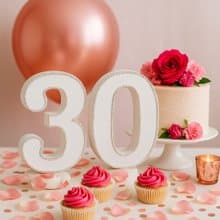 閃亮 30 數字擺飾 適合生日派對、珍珠婚或紀念日裝飾
