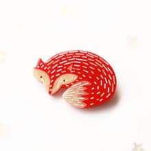 Desert Fox, Mother-of-pearl Brooch (Orange)