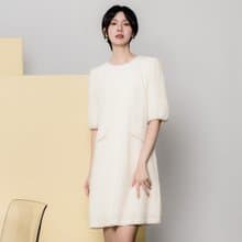 【MEDUSA】珍珠紋理泡泡公主袖洋裝(M-XL) | 小禮服 白洋裝 婚禮