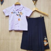 可愛的手工刺繡連衣裙、棉布、狐狸、花朵、蘑菇