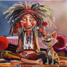 Funny Painting Original Art Small Impasto Oil Painting on Canvas