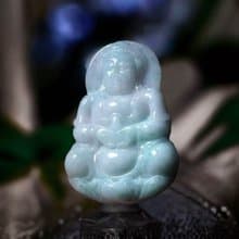 【保平安】飄綠花翡翠寶瓶觀音菩薩 | 天然緬甸玉翡翠A貨 | 送禮