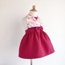 Kawaii Kimono Bib Dress(日本和服圍兜)  - 櫻花 - WR