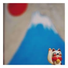 手捏陶瓷 富士山招財貓