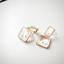 純淨白水晶 耳環 耳飾 飾品 銀 S925 金 日系 氣質 透明 寶石 透