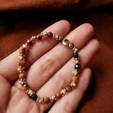 量身訂製/銅鍍金/天然石手串/黃虎眼石