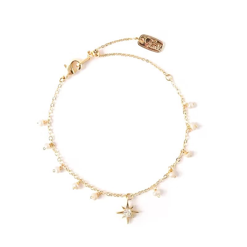 愛情 桃花 x 淡水珍珠 鋯石 18K金 調節【輕輕告白。指引】 手鍊