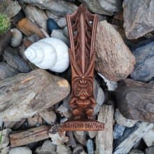 Vintage 70s  Lono God Small Resin Tiki Figure, Coco Joe of Punaluu Aloha Hawaii